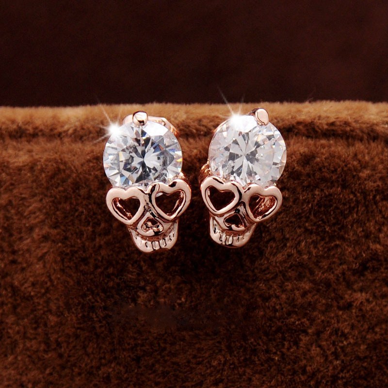 Pendientes de zirconia tipo botón con c…