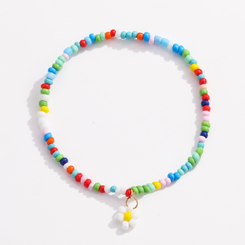 (image for) Multicolor beaded bracelet with flower charm