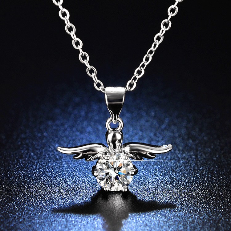 Collar con colgante de alas y piedra central brillante (imagen de) Collar con colgante de alas y piedra central brillante