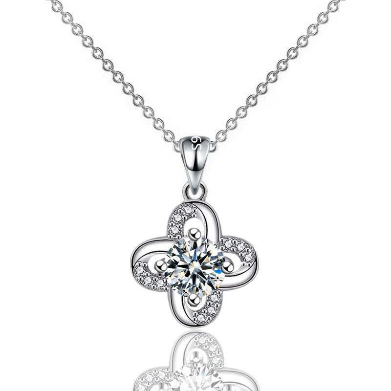 (image for) Quatrefoil Floral Pendant Necklace with Sparkling Center