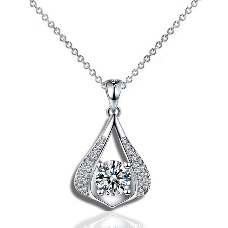 (image for) Teardrop Pendant with Sparkling Center Stone and Pavé Accents