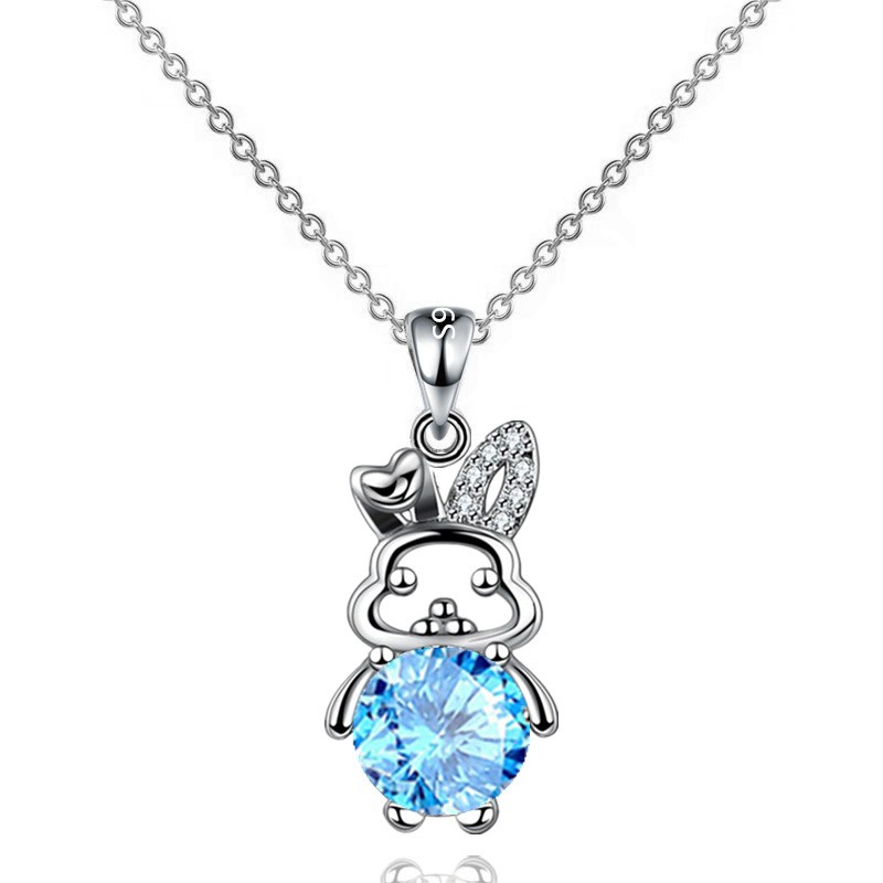 (imagen de) Collar colgante conejito con piedra redonda facetada