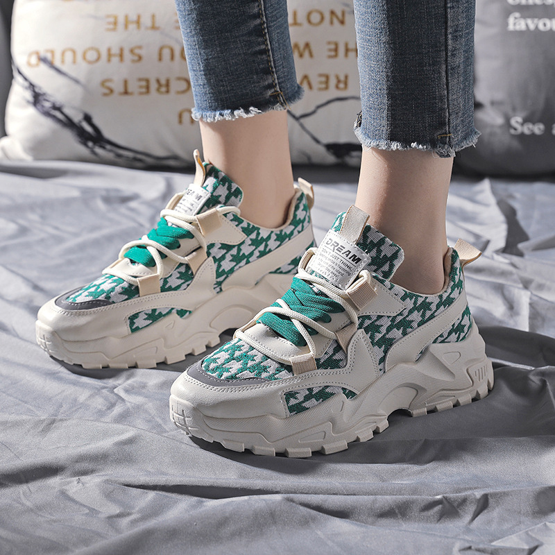 (image for) Chunky sneaker with houndstooth pattern and thick sole