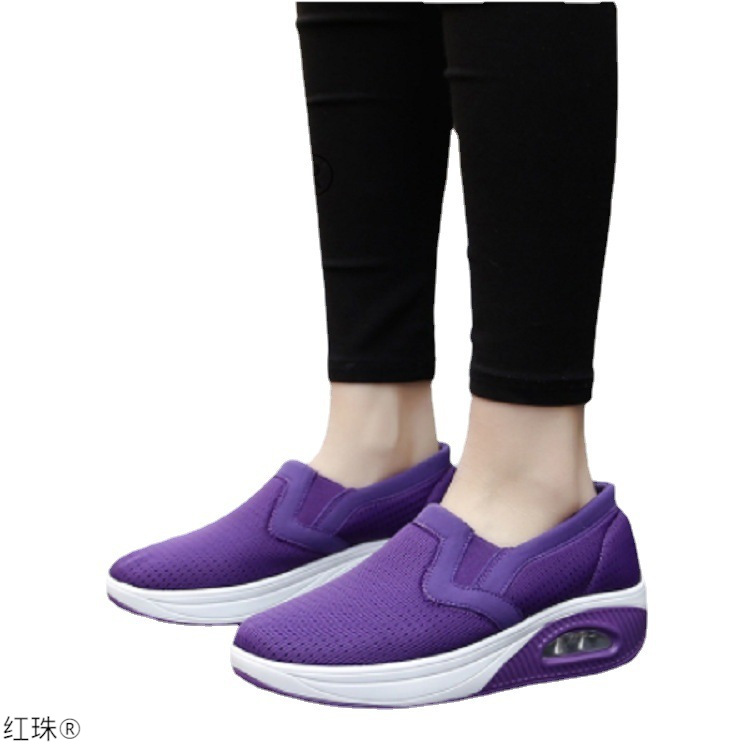 (image for) Slip-on platform sneaker with visible air cushion and perforated textile