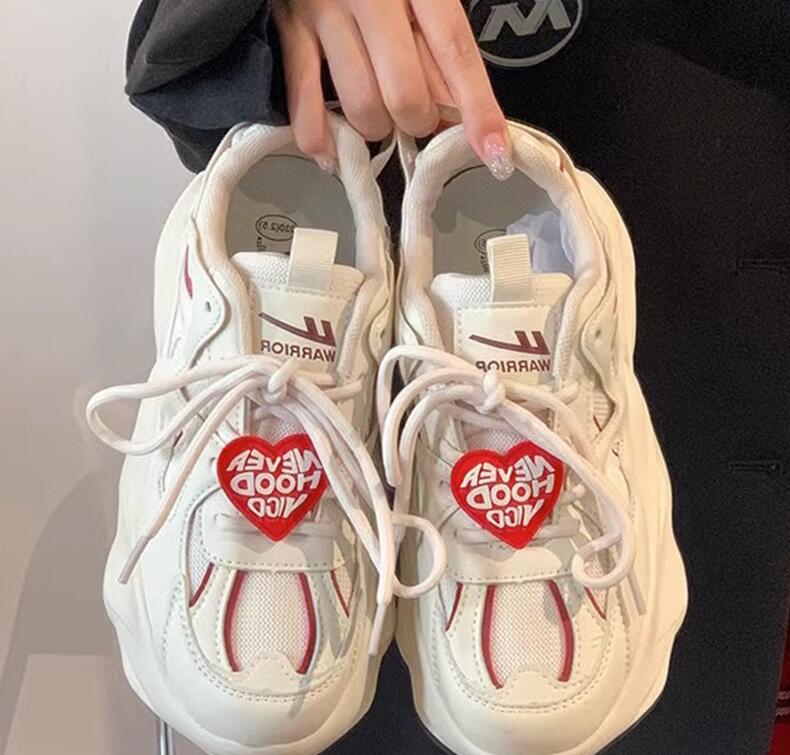 (image for) White chunky platform sneakers with heart charm