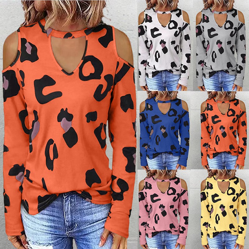 (imagen de) Blusa Manga larga hombros descubiertos con estampado animal