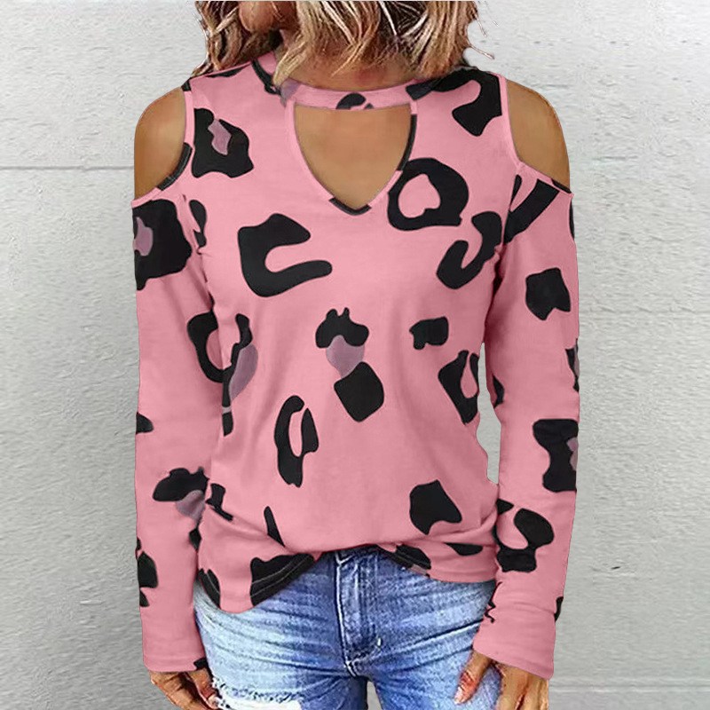 (imagen de) Blusa Manga larga hombros descubiertos con estampado animal