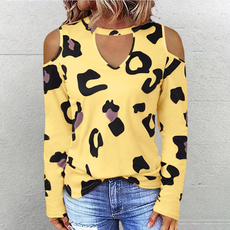 (imagen de) Blusa Manga larga hombros descubiertos con estampado animal