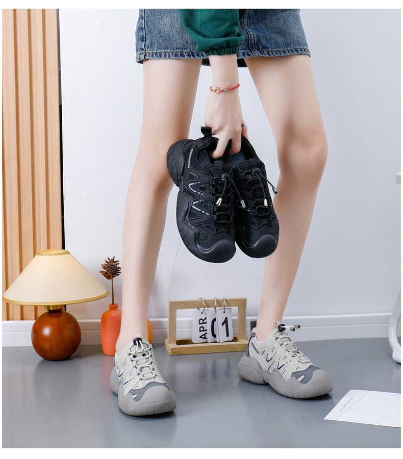 Chunky sneaker with molded sole and quick-lace (image for) Chunky sneaker with molded sole and quick-lace