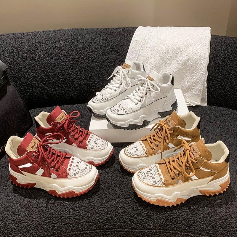 Chunky platform sneakers with crochet toe detail (image for) Chunky platform sneakers with crochet toe detail