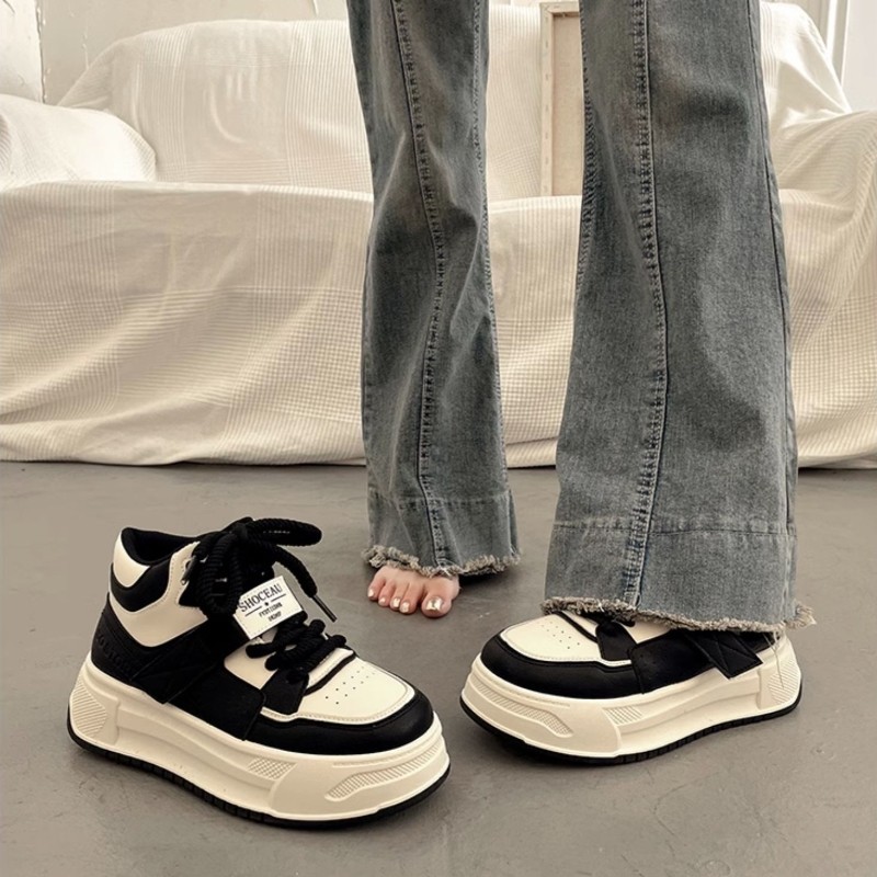 (image for) Mid-top platform sneakers with bicolor and metallic accents