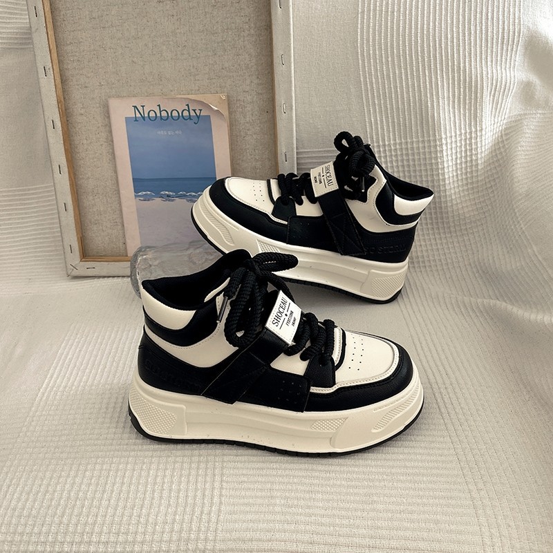 (image for) Mid-top platform sneakers with bicolor and metallic accents