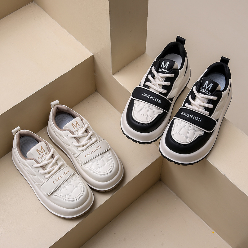 (image for) Platform sneakers with velcro strap and quilted detail