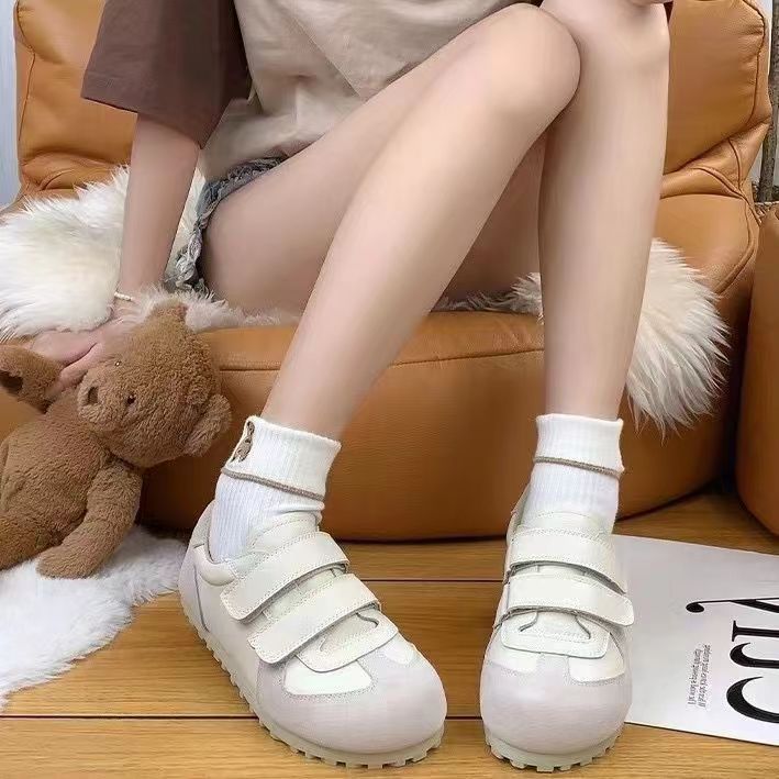 (image for) Casual sneaker with triple velcro straps and mixed finishes