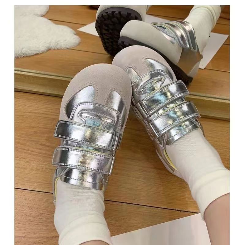 (image for) Casual sneaker with triple velcro straps and mixed finishes