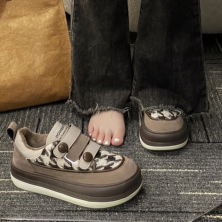 (image for) Platform sneaker with houndstooth panel and strap details