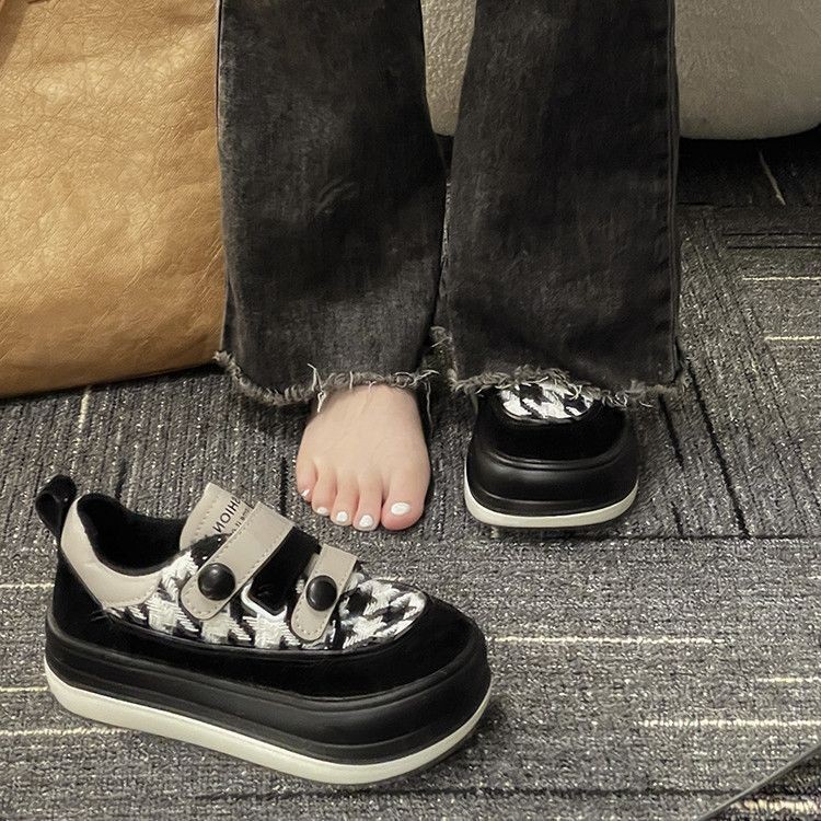 (image for) Platform sneaker with houndstooth panel and strap details