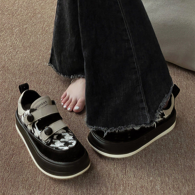 (image for) Platform sneaker with houndstooth panel and strap details