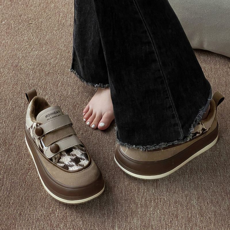 (image for) Platform sneaker with houndstooth panel and strap details