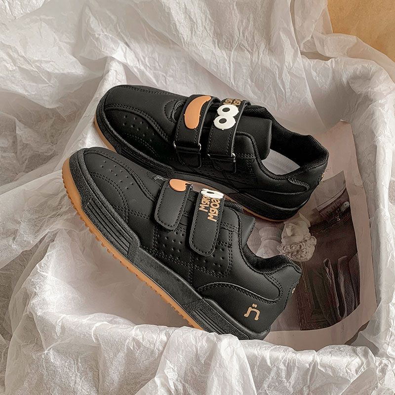 (image for) Low-top double-strap sneakers with smooth finish