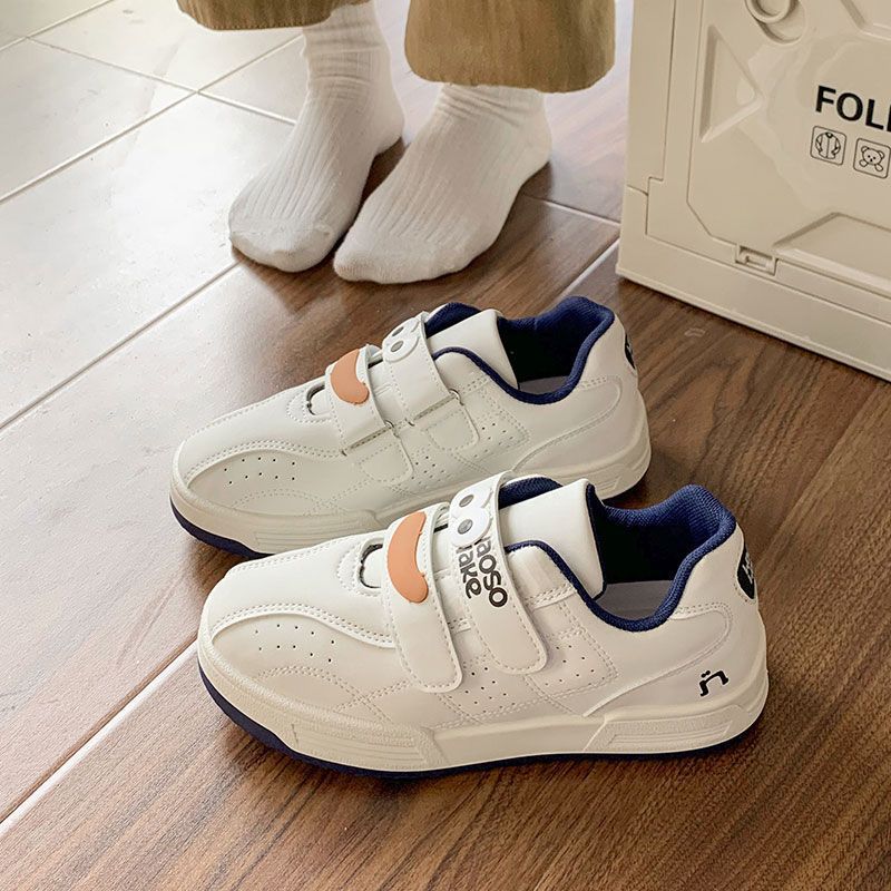 (image for) Low-top double-strap sneakers with smooth finish