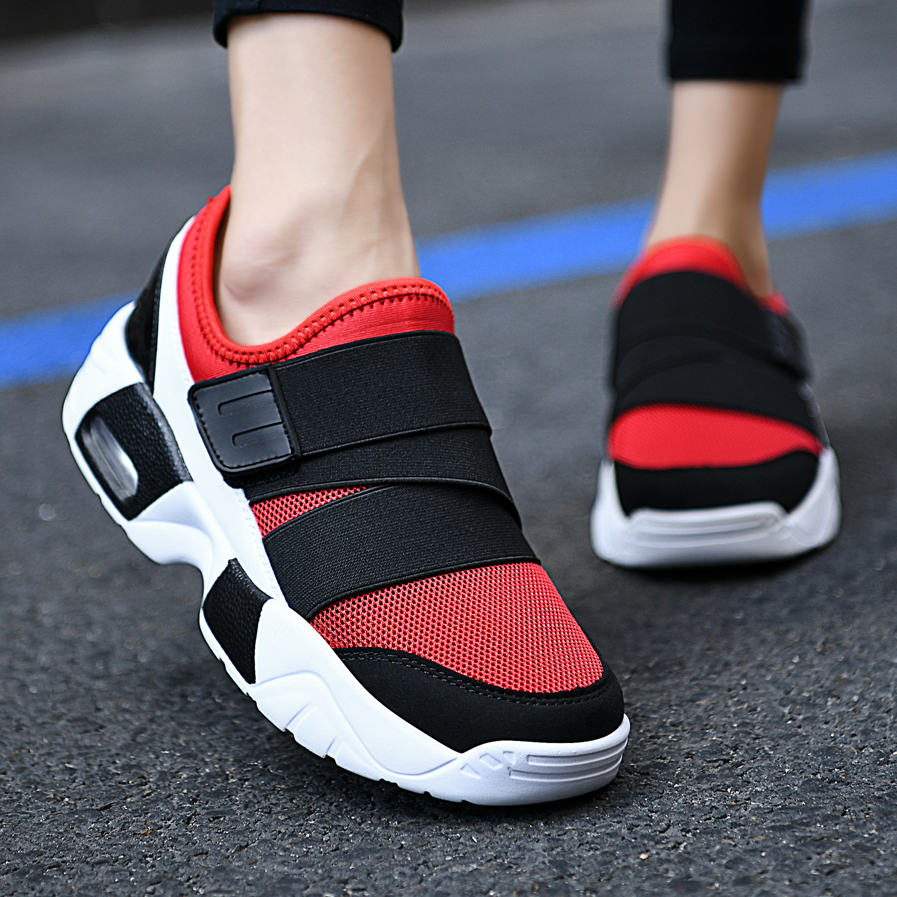 (image for) Slip-on sneaker with triple straps and chunky sole