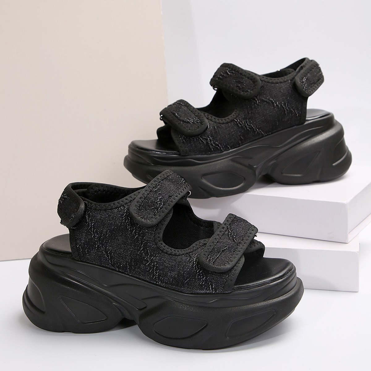 (image for) Chunky platform sport sandal with triple adjustable straps
