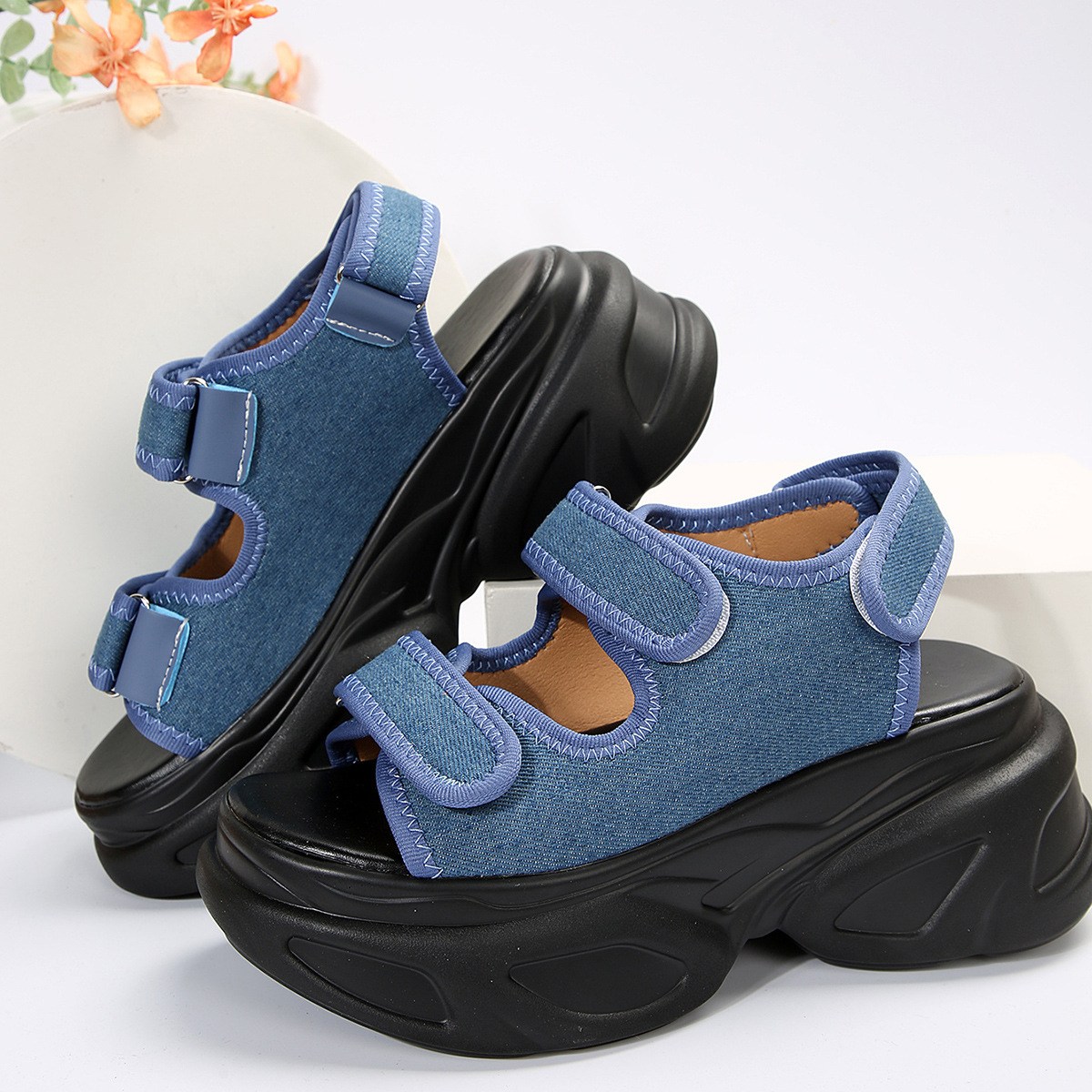 (image for) Chunky platform sport sandal with triple adjustable straps