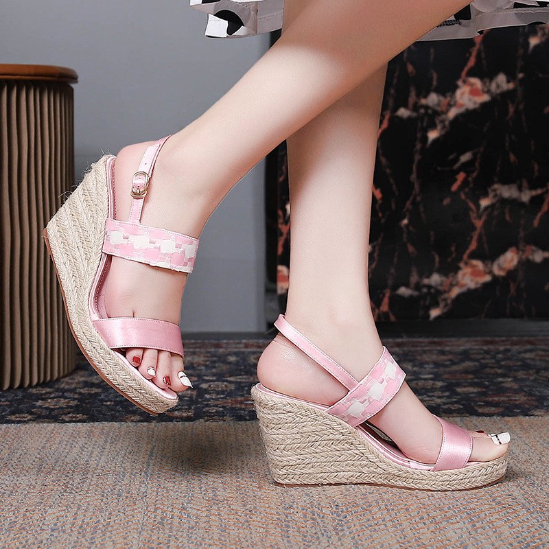 (image for) Espadrille wedge sandal with slingback and geometric strap