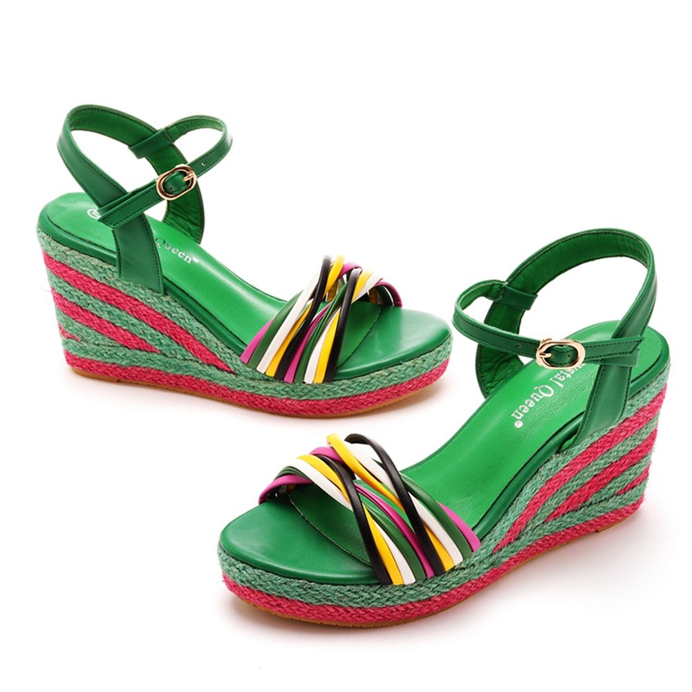 (image for) Espadrille wedge sandal with crossover straps and ankle buckle