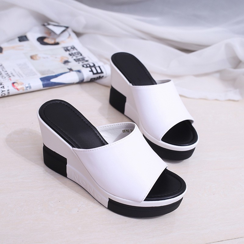 (image for) Slip-on wedge slide with lightweight platform for easy walking