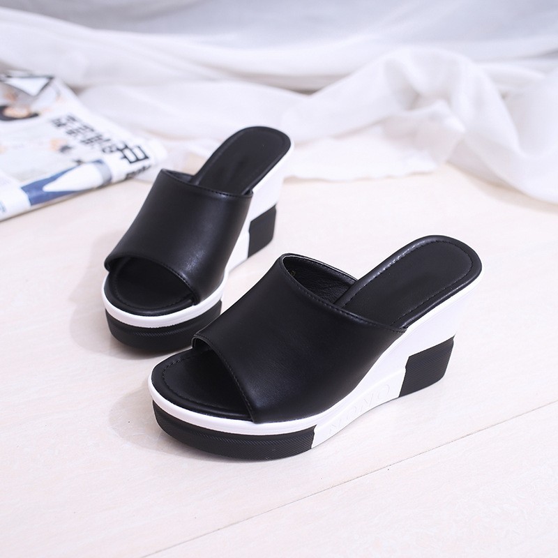 (image for) Slip-on wedge slide with lightweight platform for easy walking