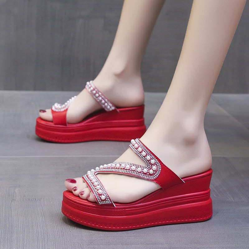 (image for) Platform slide sandal with embellished straps for display impact