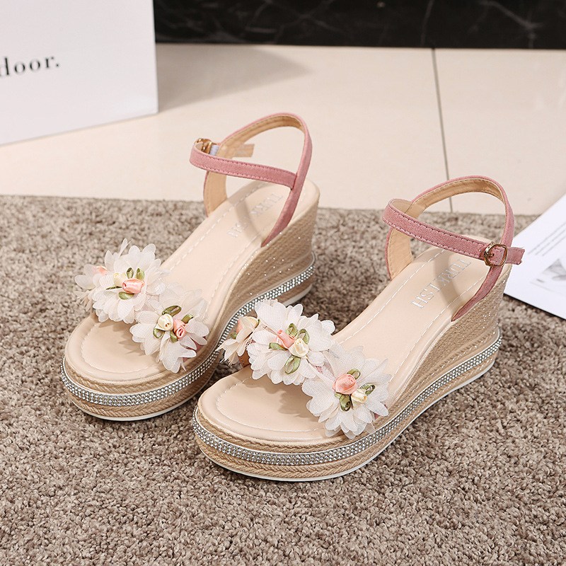 (image for) 3D Floral Wedge Sandal with Ankle Strap