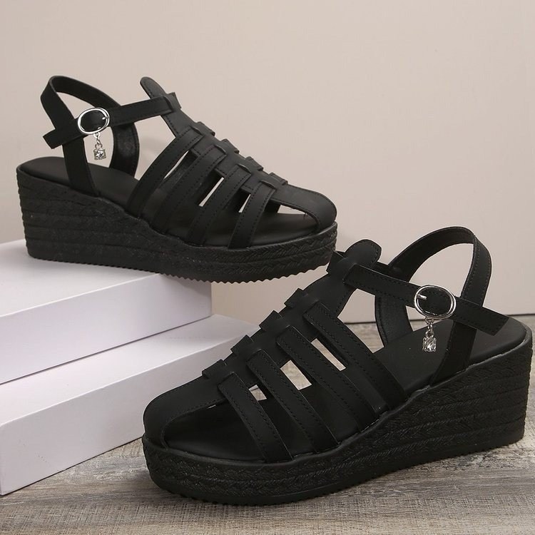 (image for) Chunky platform cage sandal with multi straps and ankle strap