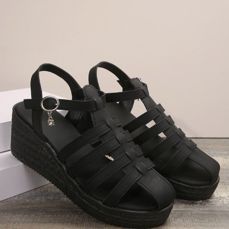 (image for) Chunky platform cage sandal with multi straps and ankle strap