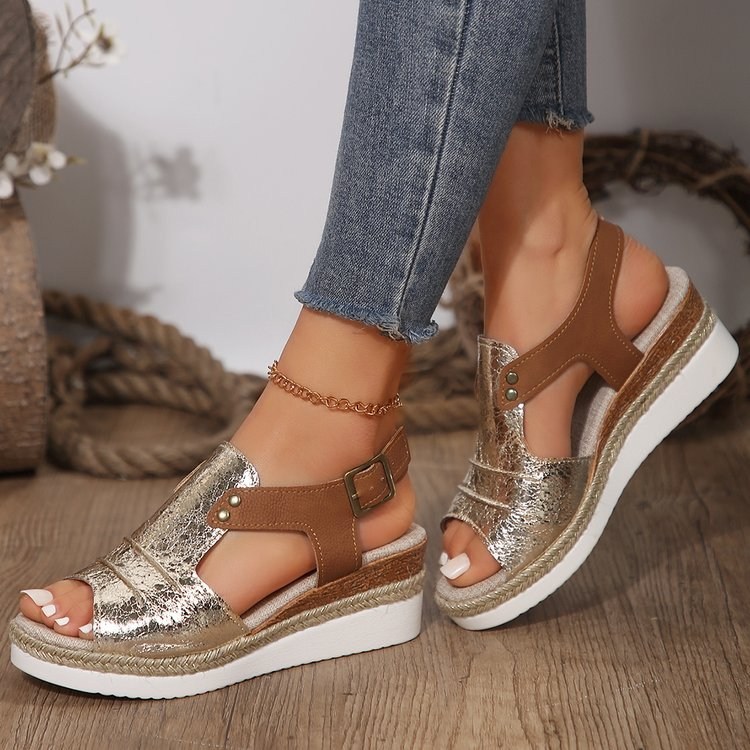 (image for) Slingback wedge sandal with lightweight platform and braided trim