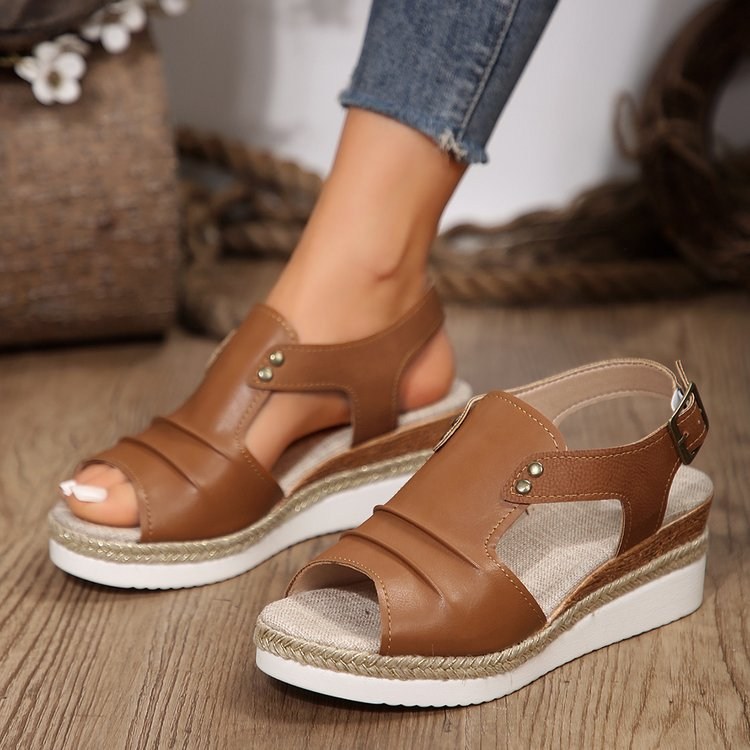 (image for) Slingback wedge sandal with lightweight platform and braided trim