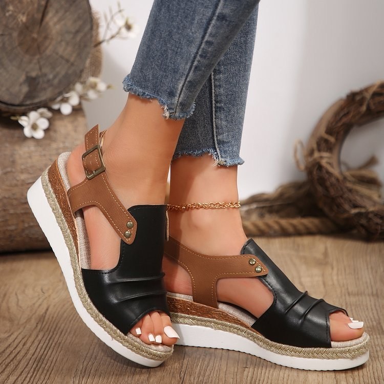(image for) Slingback wedge sandal with lightweight platform and braided trim