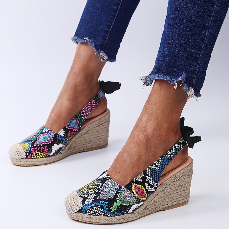 (image for) Slingback wedge espadrille with bow and braided toe