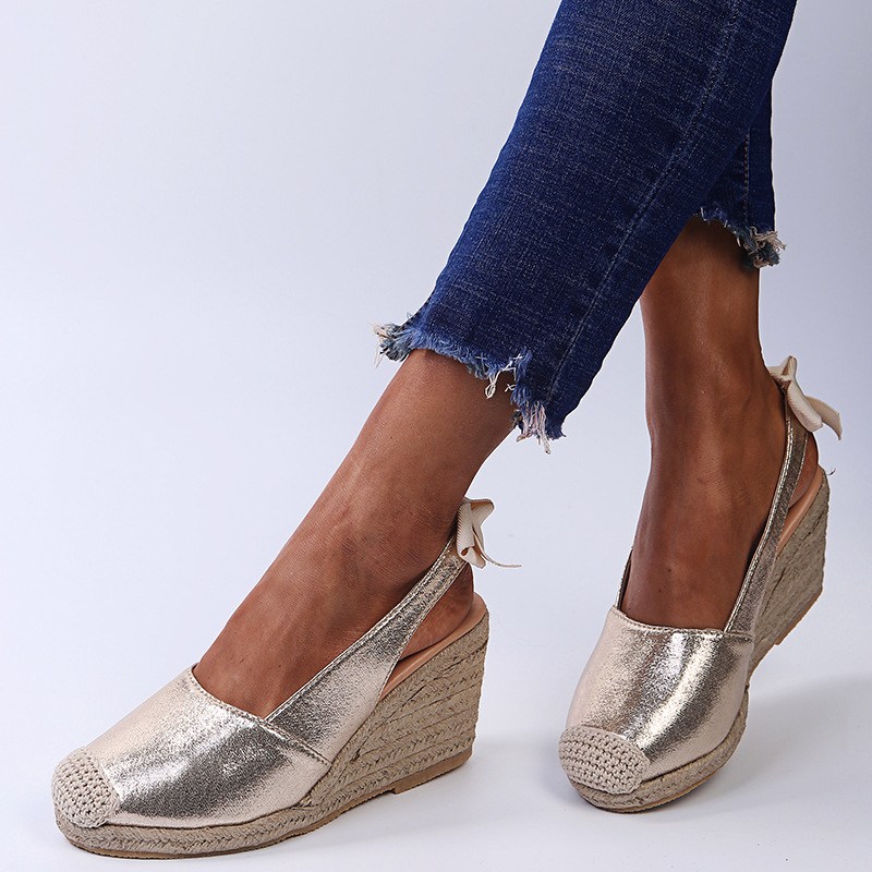 (image for) Slingback wedge espadrille with bow and braided toe
