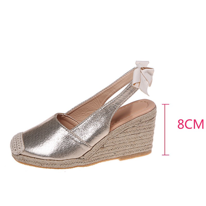 (image for) Slingback wedge espadrille with bow and braided toe