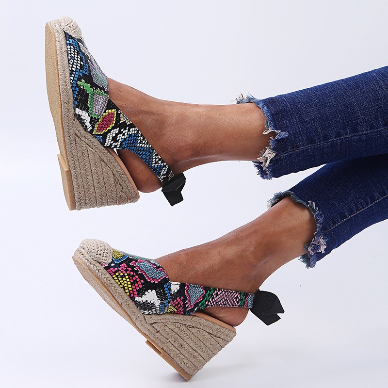 (image for) Slingback wedge espadrille with bow and braided toe