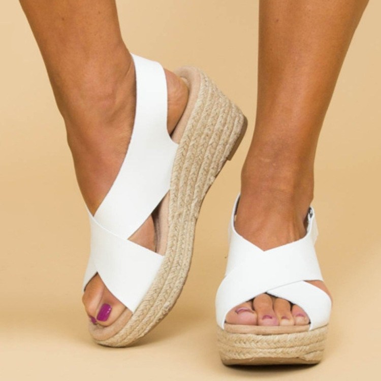 (image for) Cross-strap espadrille wedge with slingback comfort