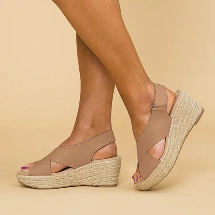 (image for) Cross-strap espadrille wedge with slingback comfort