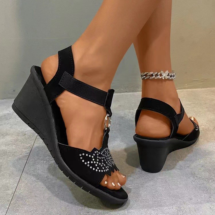 (image for) Wedge sandal with embellished straps for standout display