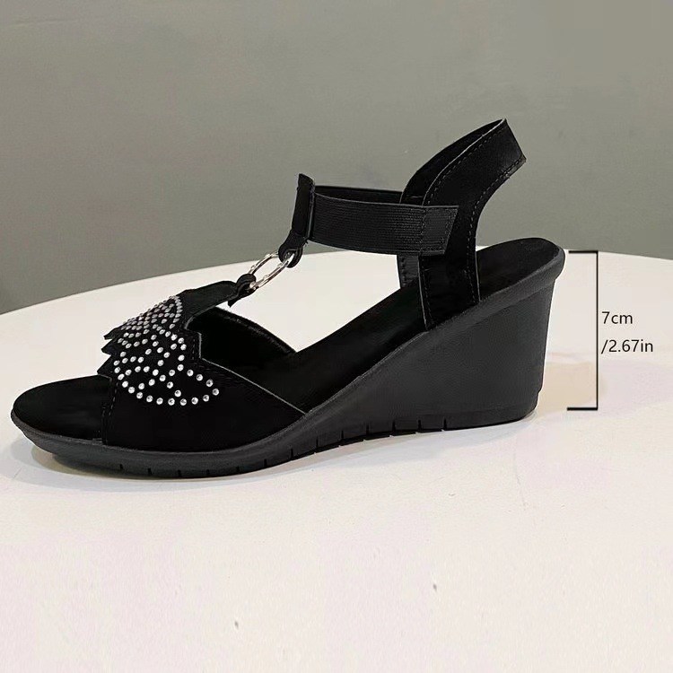 (image for) Wedge sandal with embellished straps for standout display