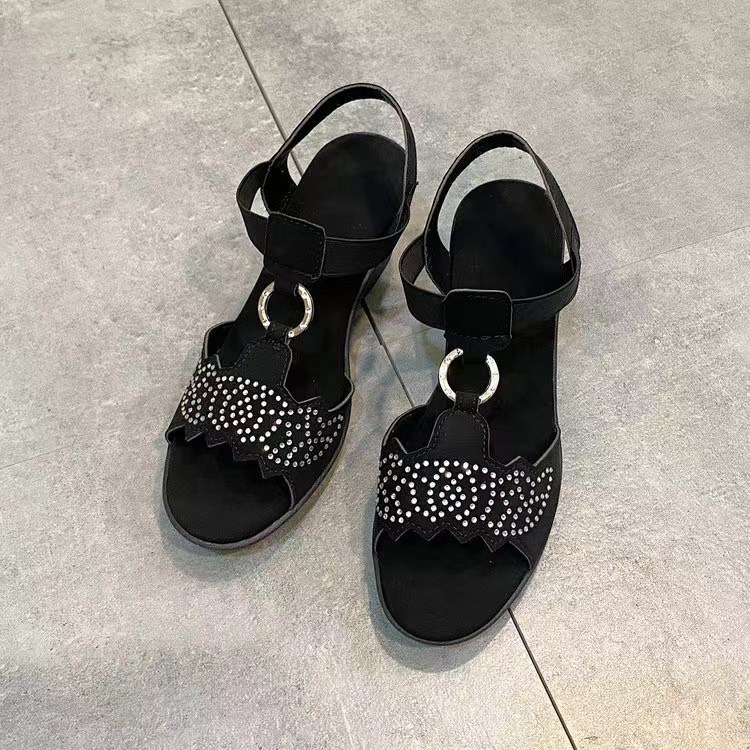 (image for) Wedge sandal with embellished straps for standout display