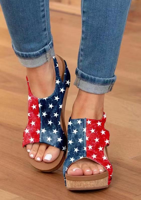(image for) Cutout wedge slingback sandal with cork-look platform