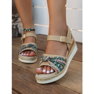 (image for) Boho flatform sandal with knotted band and ankle buckle